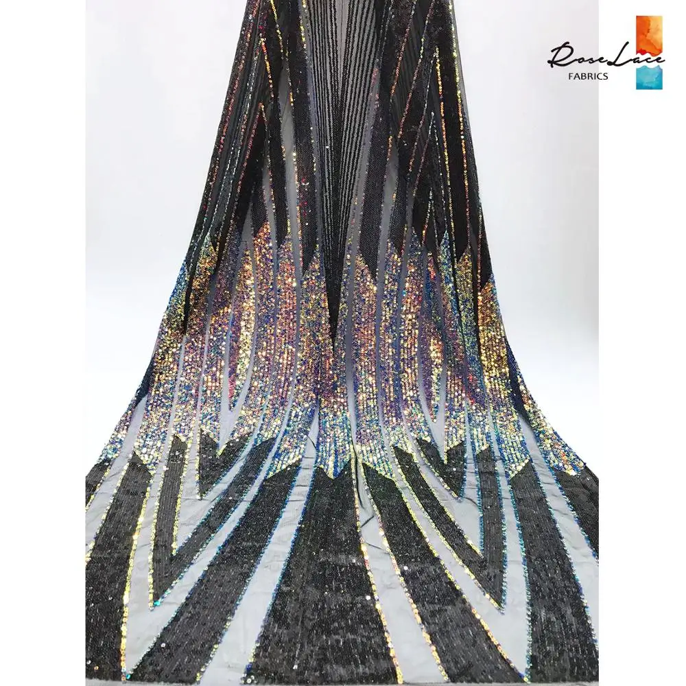 Королевское синее Африканское расшитое блестками Сетчатое кружево 2020 высокое