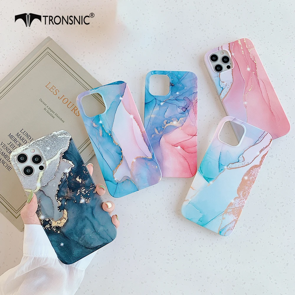 

Marble Gradient Phone Case for iPhone 12 11 Pro Max XR X Max Soft Silicone Luxury Matte Blue Pink Case for iPhone 7 8 Plus Cover
