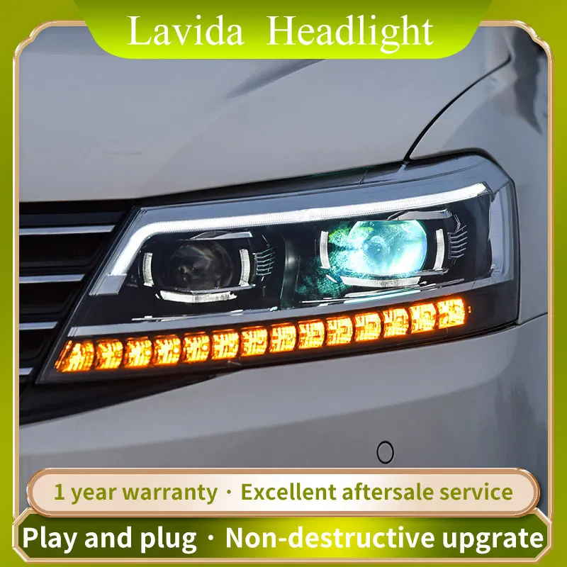 

2015-2017 фары для VW LAVIDA, светильник фасветильник, светодиодные дневные ходовые огни с ксеноновым проектором, движущийся поворотный сигнал