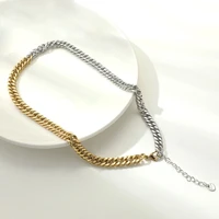 hip hop punk style titanium steel necklace personality contrast color splicing chain trend cuban stainless steel clavicle chain