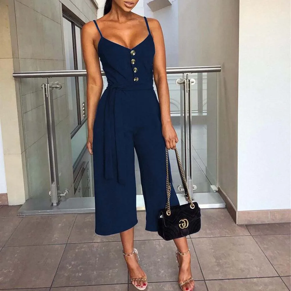 3 цвета Женский Летний комбинезон с ремешками Свободный широкими штанинами