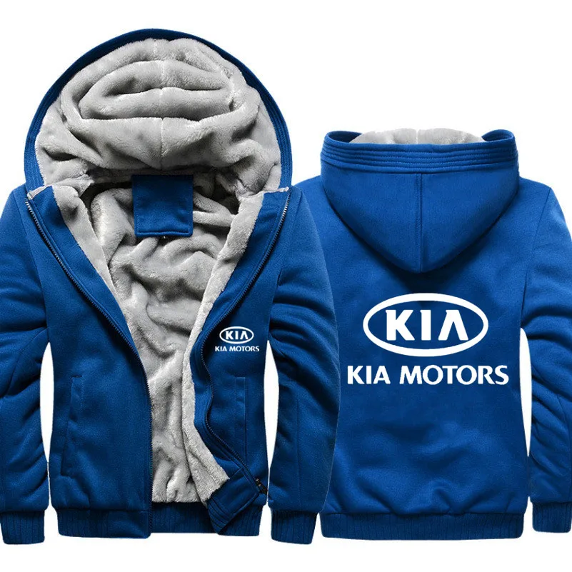

Hoodies Men KIA Car Logo Print Jacket Men Hoodies Casual Winter Thicken Warm Fleece cotton Zipper Raglan Coat Male Tracksuits
