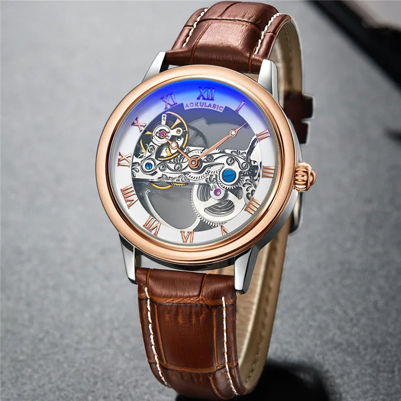 AOKULASIC автоматические механические мужские наручные часы военные армейские