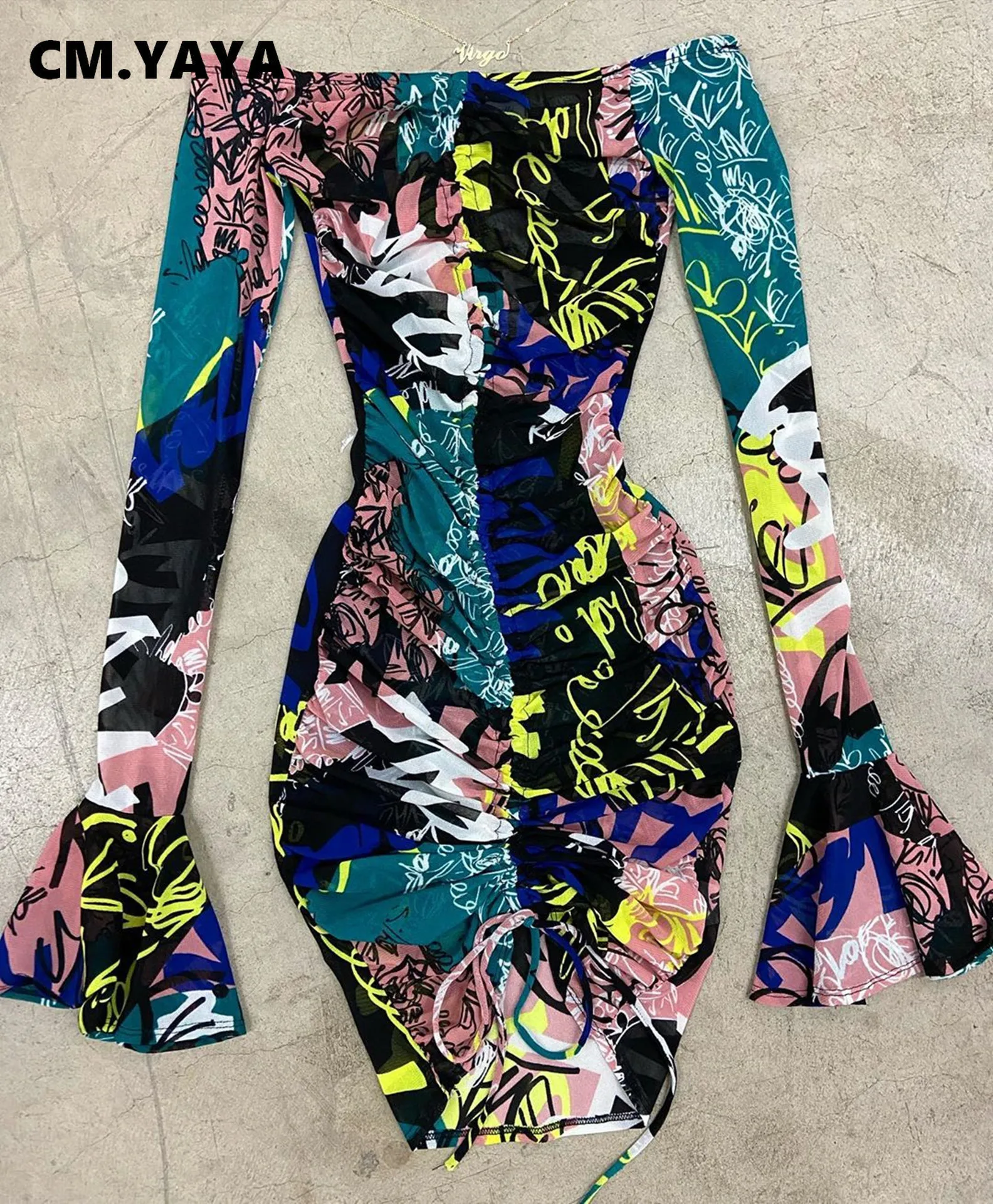 Уличная одежда CM.YAYA женское многослойное облегающее платье с открытыми плечами и