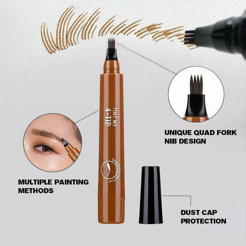 

4 Points Eyebrown Pen Waterproof Fork Tip Long Last Sweat-proof Eyebrow Pen Pencil SEC88