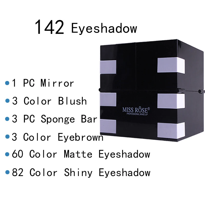 

Miss Rose 142 Colors Professional Makeup Set Matte Mak Up Eyeshadow Powder Lip Gloss Blush Multifunctional Cosmetic Case Tool