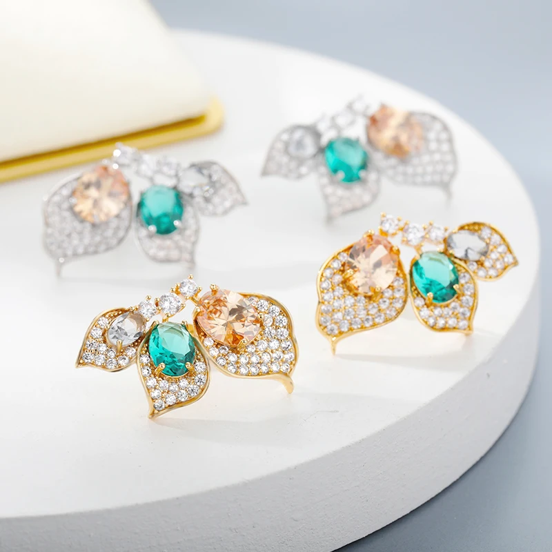 

Rhinestone Butterfly Earrings For Women Zircon Crystal Wedding Stud Earrings Shinny Party Earring Female Jewelry Brincos