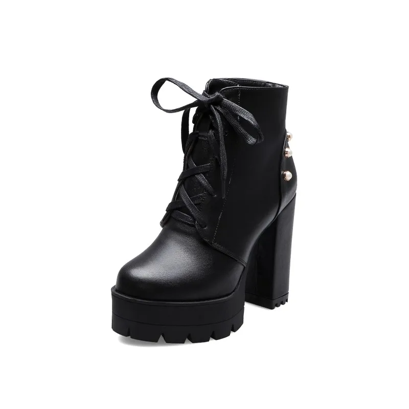 Женские ботильоны с перекрестными ремешками водонепроницаемые ботинки жемчугом