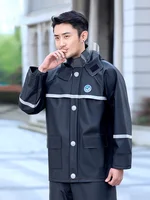 Fashion Thick Rain Coat Jacket Set Adult Men Casual Hooded Impermeable Waterproof Rain Coat Outdoor Capa De Chuva Rain Gear 50