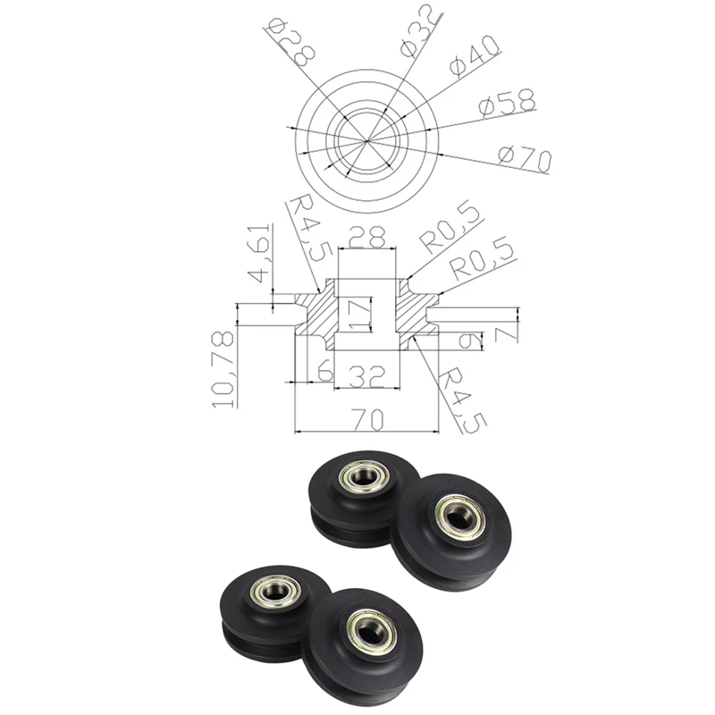 HTHL 4PCS колеса рельсы раздвижные ворота роликовые аппаратные дверной ролик