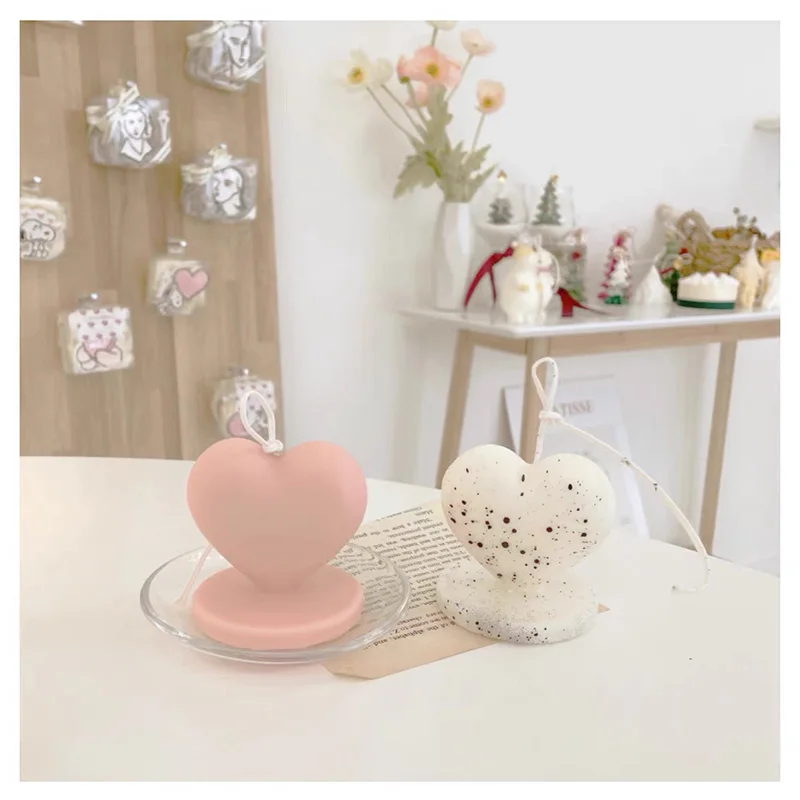 

Candle Mold Heart Shaped Design Wedding Decoration Candle Silicone Mould Cylindrical Korean Style Handmade Soap Mold
