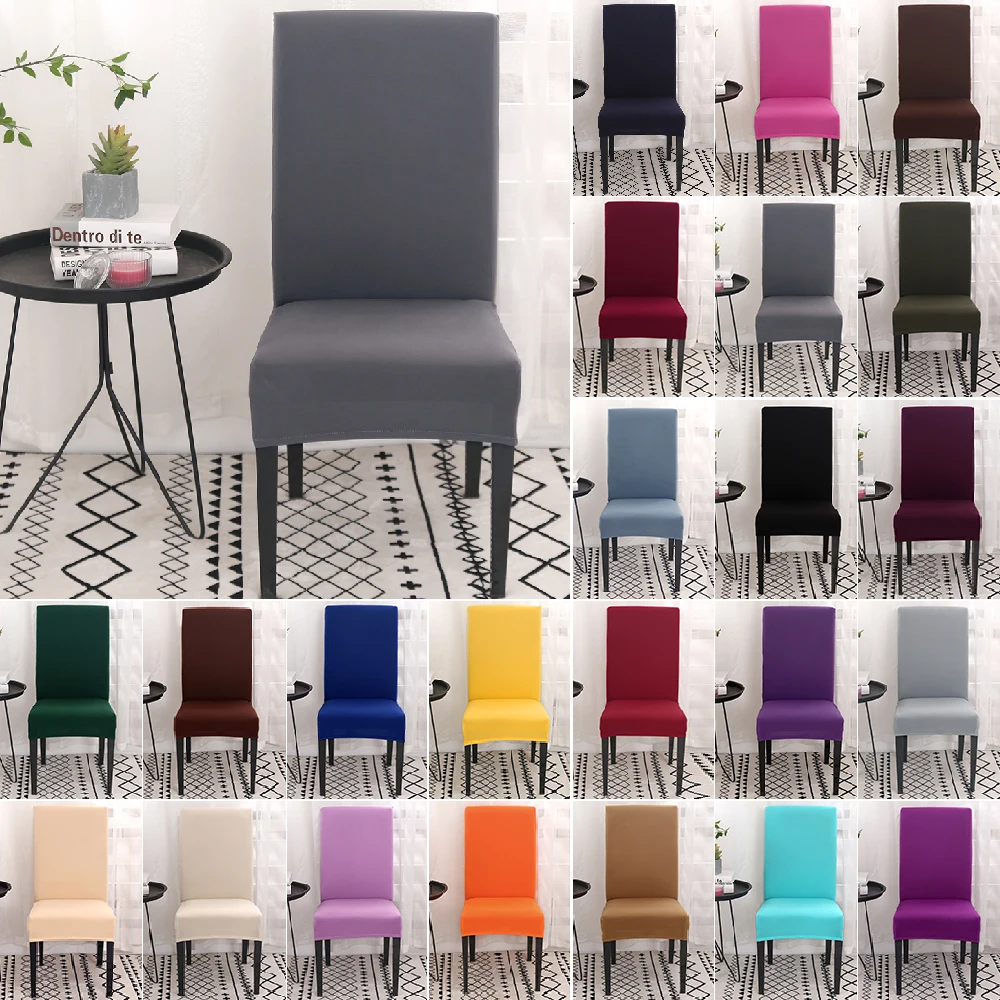 

23 Colors 1/2/4/6Pcs Spandex Dining Chair Covers Grey Black Stretch Slipcovers Universal Removable Chair Protective Covers
