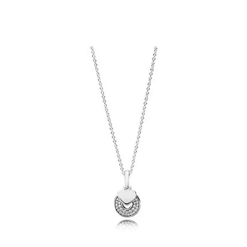 

Original Pans 925 Sterling Silver Celebration Hearts Europe Pendant crystal Necklace Fashion Women Bead Charm Gift Jewelry