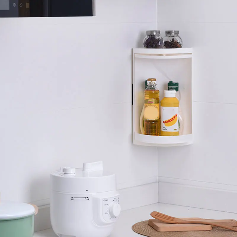 

Bathroom Rotating Triangle Storage Rack Rotating Multi-Function Organizer Plastic Shelf Dustproof Waterproof Corner Rack FAS6
