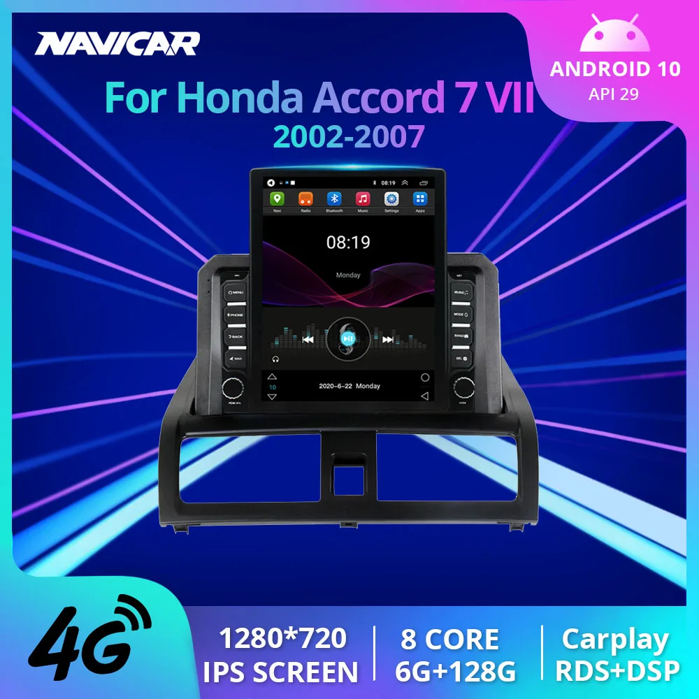 Автомагнитола Carplay 2 Din Android 2002 для Honda Accord 7 VII 2007- автомобильный видеоплеер