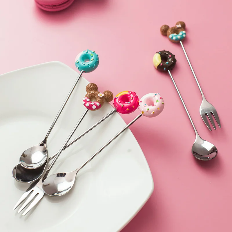 Японская Милая мультяшная детская вилка ложка креативная из нержавеющей стали