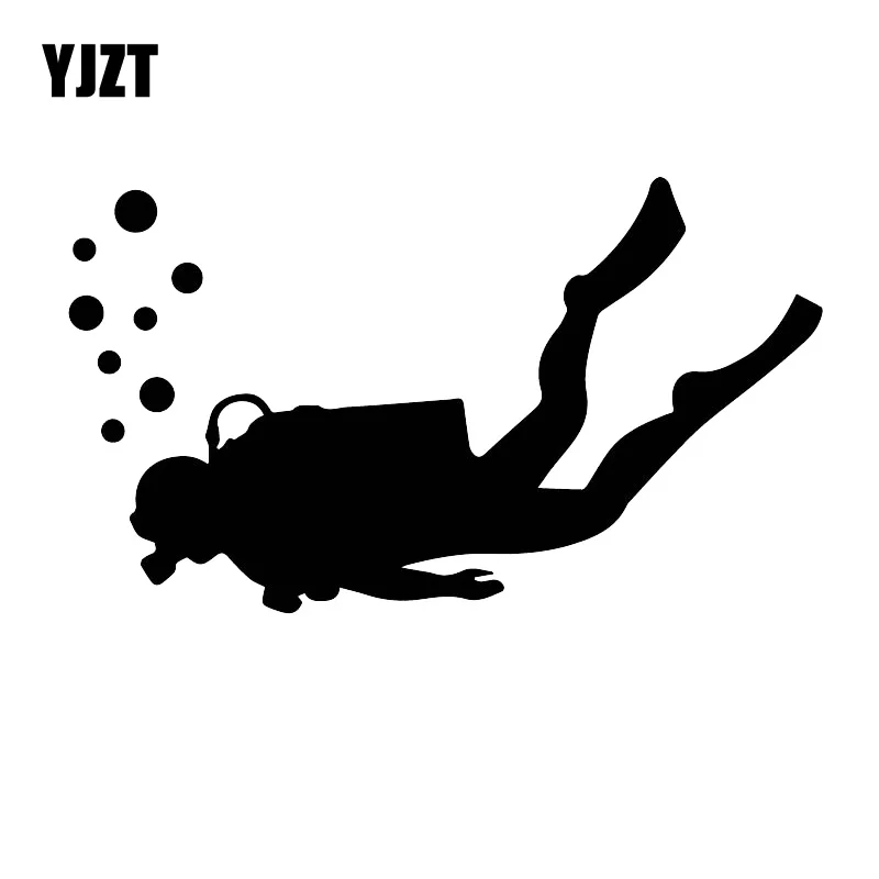 

YJZT 10CM*17.4CM Diving Pattern Decal Personality Adventure Vinyl Car Stickers Black/Silver C30-0537