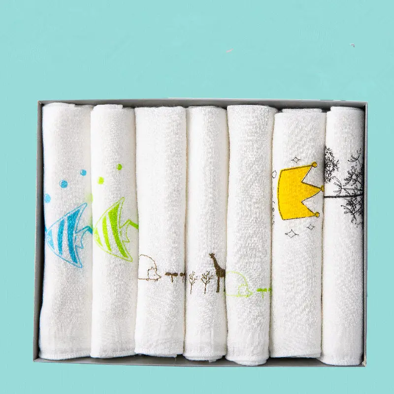 Хлопковое бамбуковое волокно 7 шт./компл. Комплект детских полотенец с коротким