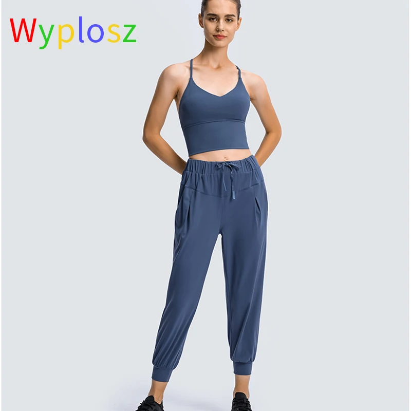 Wyplosz Yoga Bra Tight Sport Tank Top Cross Back With Removable Chest Fitness Vest Sexy Comfortable Women Gym Drop V Collar Long