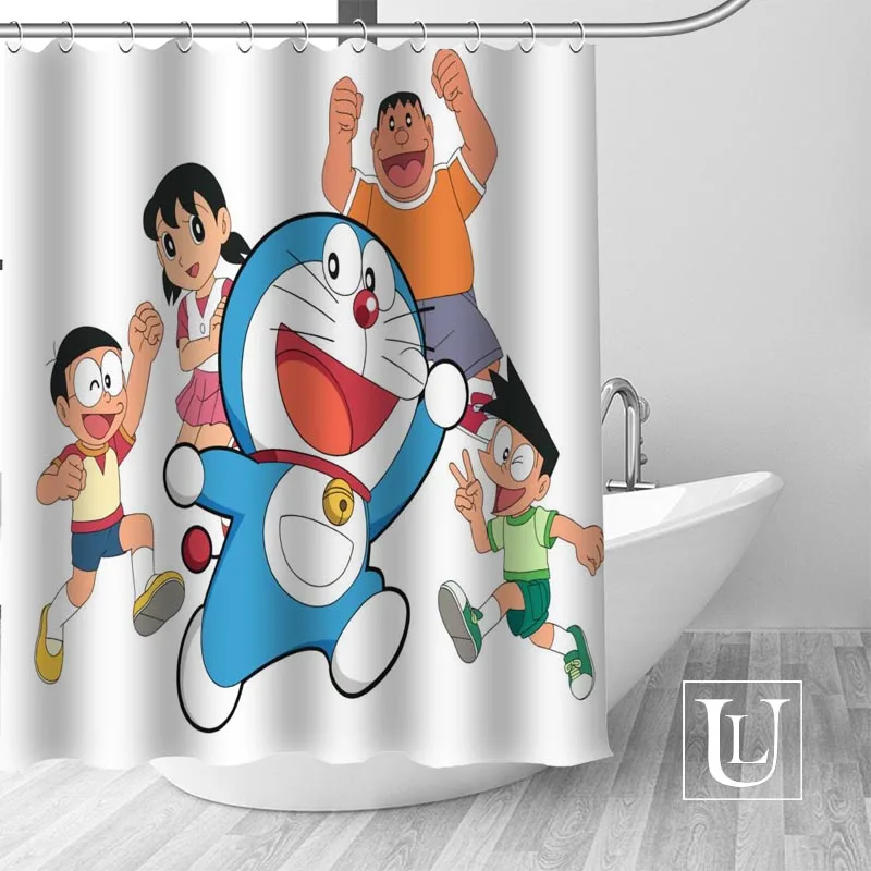 Большая распродажа Новая Современная душевая занавеска Doraemon на заказ с крючками