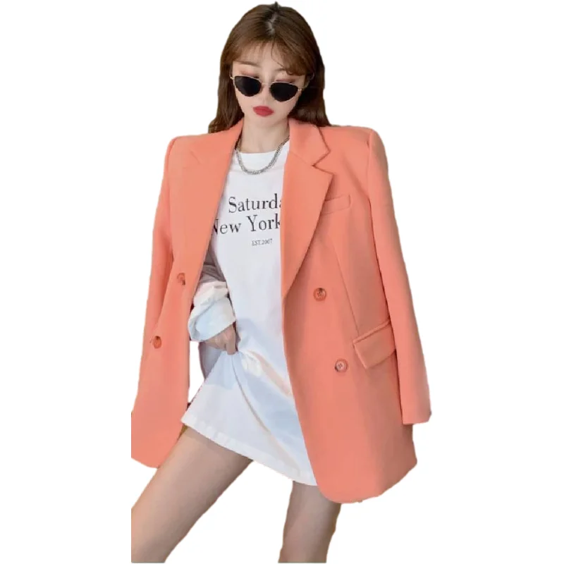 

New Suits Female Vintage Autumn Notched Collar Plaid Women Blazer Breasted Jacket Casual Pockets Womens Suits Coat Blazers Suits