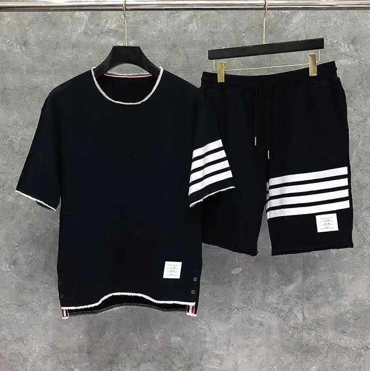 

TB BROWNE Fashion Brand T-Shirt Men Tassels Short Casual Clothing Summer O-neck Cotton Loose Hip Hop Half Sleeve Shirts