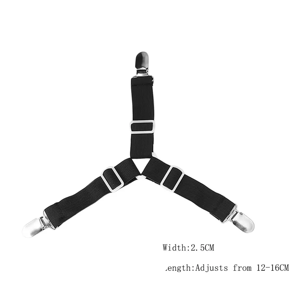 

4PCS Adjustable Triangular Bed Mattress Sheet Metal Clips Grippers Straps Table Cloth Fasten Suspender Fastener Holder