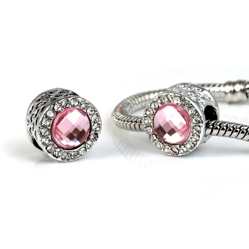 3 шт./партия серебристые розовые хрустальные бусины для изготовления ювелирных