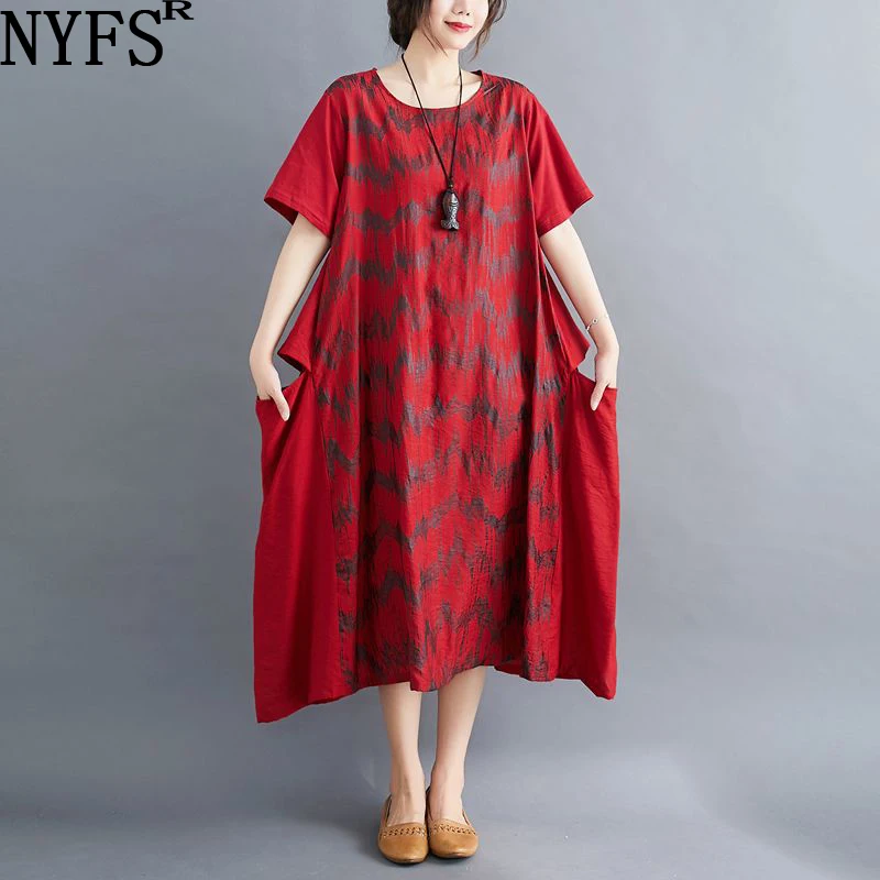 Женское длинное прозрачное платье NYFS свободное с карманами лето 2020|Женские