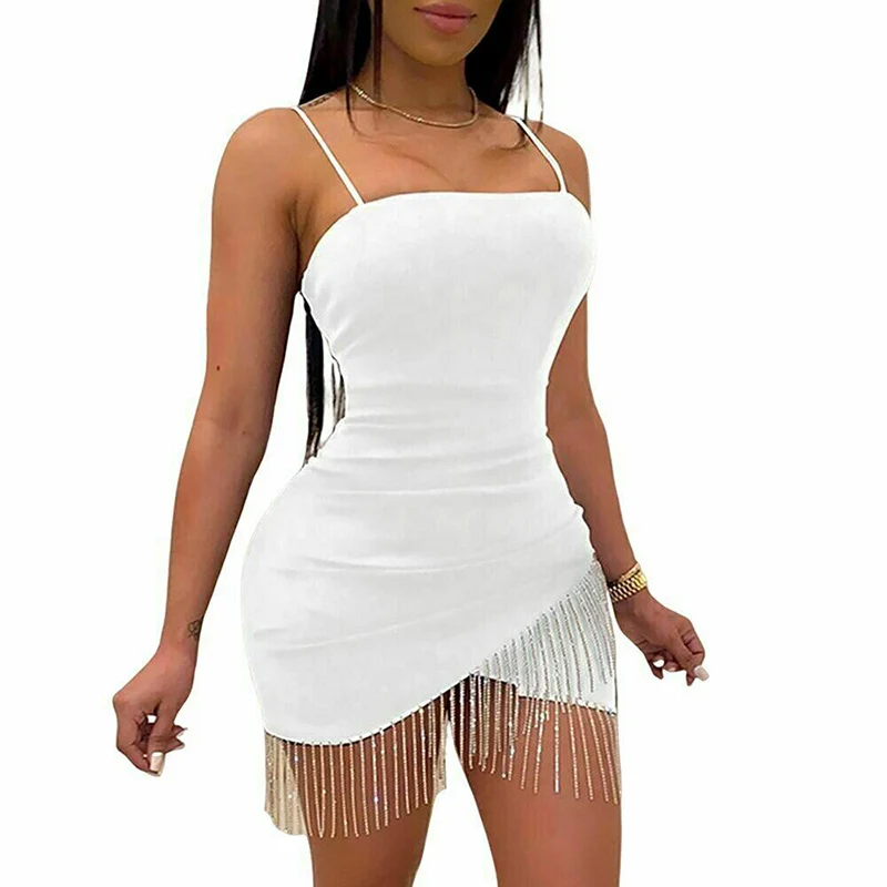 

Ladies Summer New Dresses Women Hip Dress Sexy Sling Slim Up Short Party Casual Elegant Tassel Sling Dress