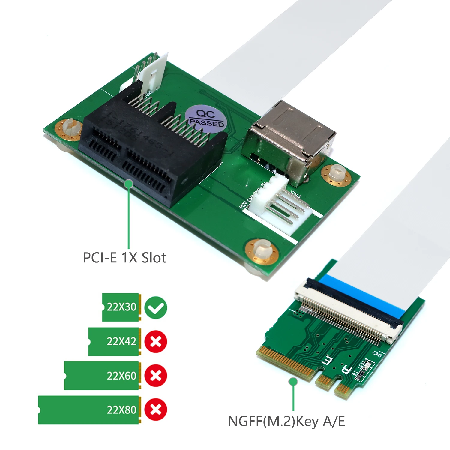 Переходник PCIE Riser NGFF M.2 Key A/E на PCI-E Express X1 + USB-адаптер с кабелем FPC 4-контактный кабель