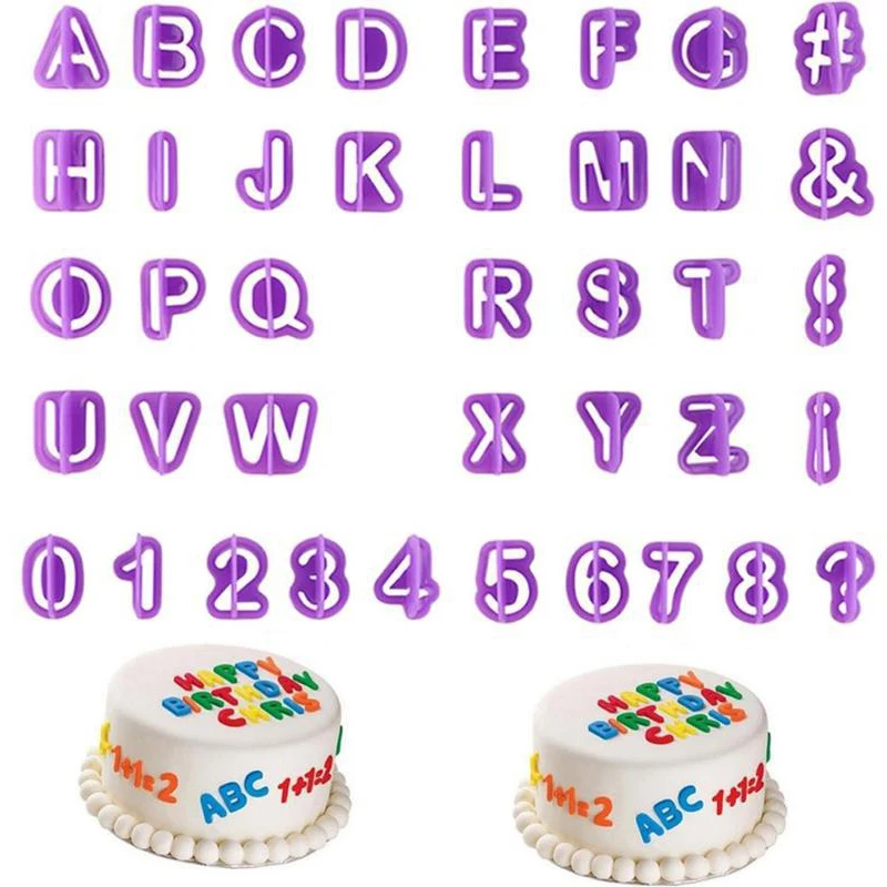 

40pcs/set Alphabet Cake Molds Cakes Sugar Paste Letter Cookies Cutter Words Number Baking Mold Embossing Mould For Home DIY Cake