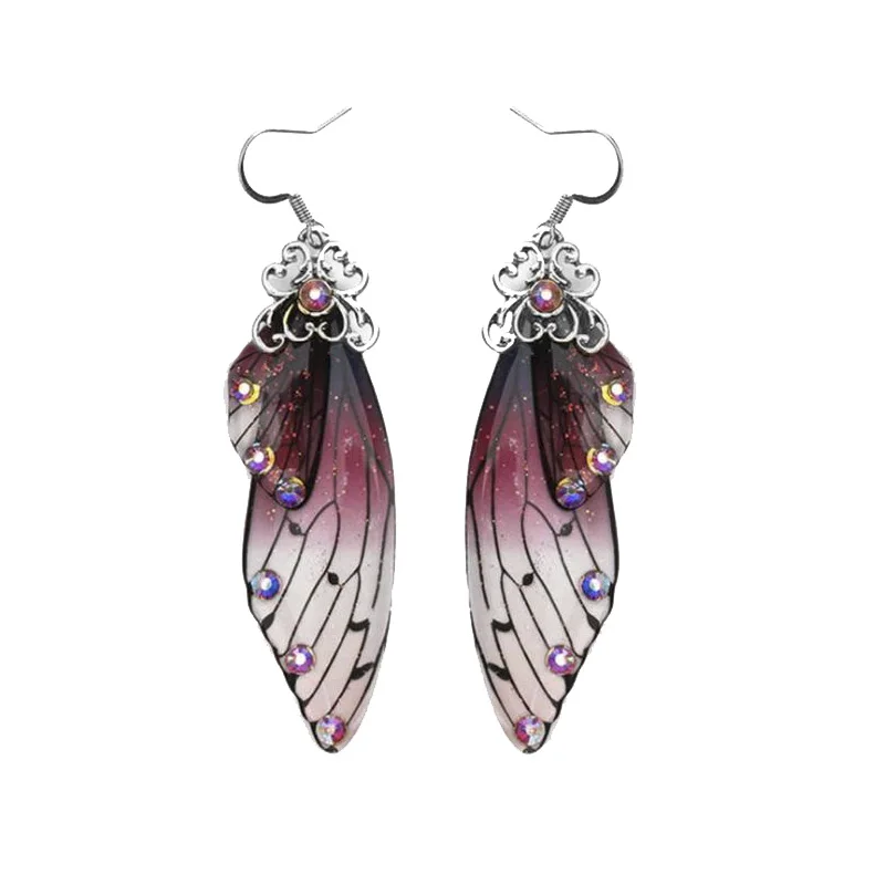 Новинка 2019 модные висячие серьги в виде крыльев сказочных насекомых для женщин