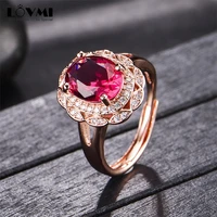 2021 trendy women rings 925 sliver ruby zircon crystal ring wedding party gold oval shape accessories for mothers gift jewelry