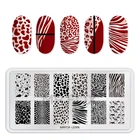 Прямоугольные пластины для стемпинга ногтей с леопардовым принтом коровы, трафареты для нейл-арта с изображением животных, маникюрный шаблон, инструменты для маникюра