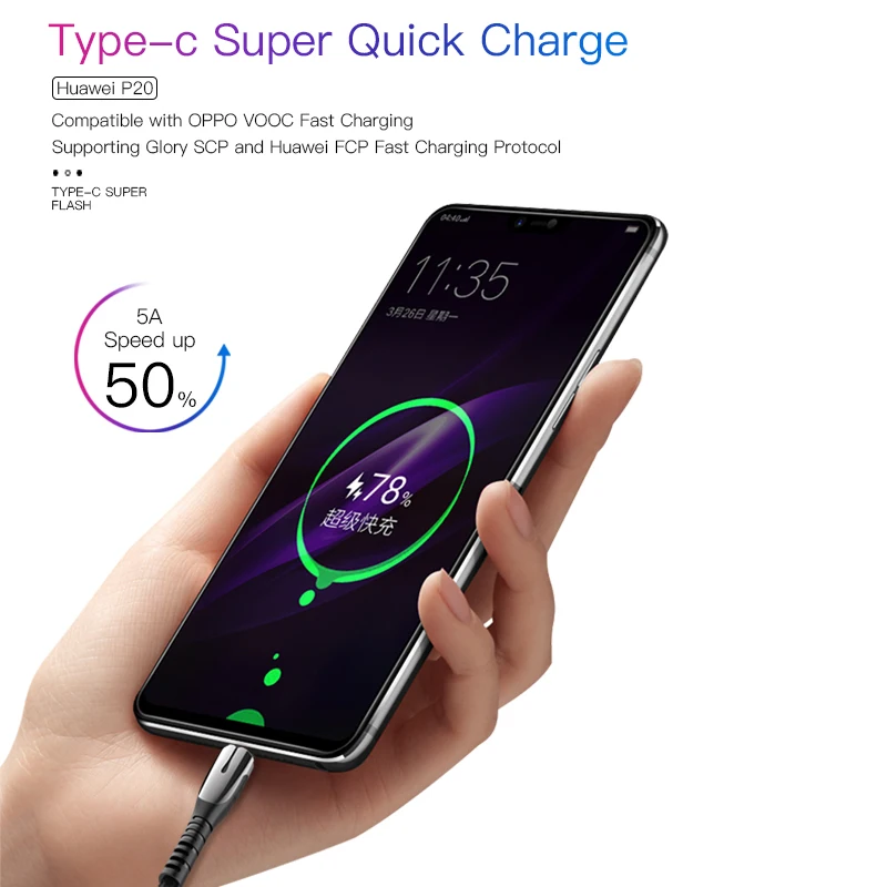 Yesido CA45 5A быстрое зарядное устройство usb type C кабель для huawei mate 20 mate 20 Pro P20 samsung Supercharge Быстрая зарядка провод USB C кабель