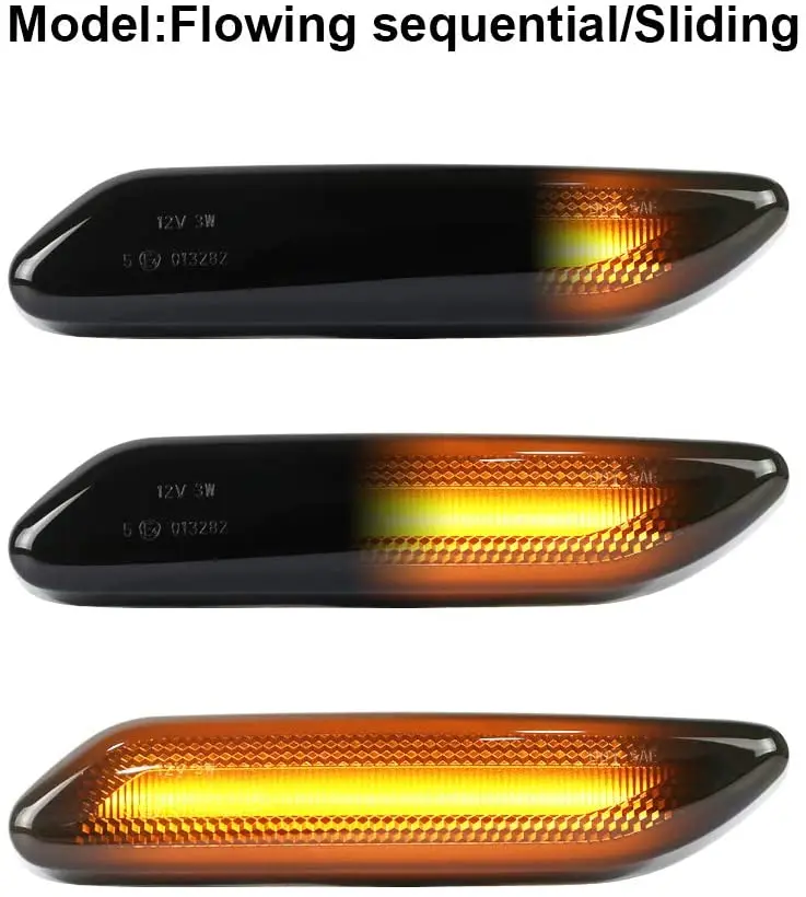 

LED Front Fender Side Marker Light Turn Signal Lamp Assembly Replacement For 2011-2016 Mini Cooper R60 R61, Lens Style Black