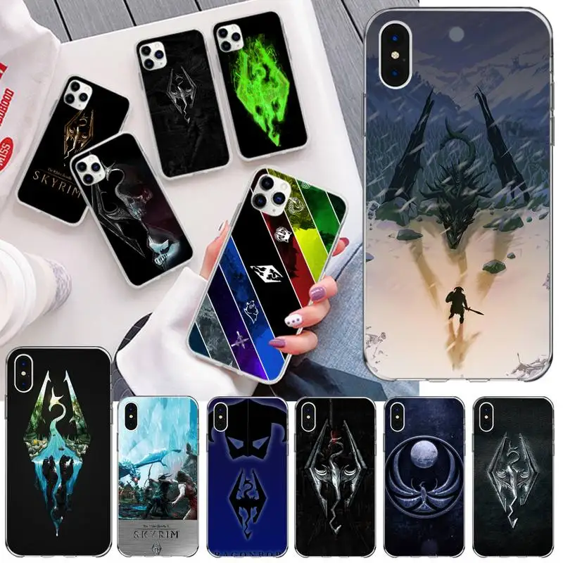 Чехол для телефона с логотипом видеоигры Skyrim iphone 12 11 Pro Max Mini XS 8 7 6 6S Plus X 5S SE 2020 XR