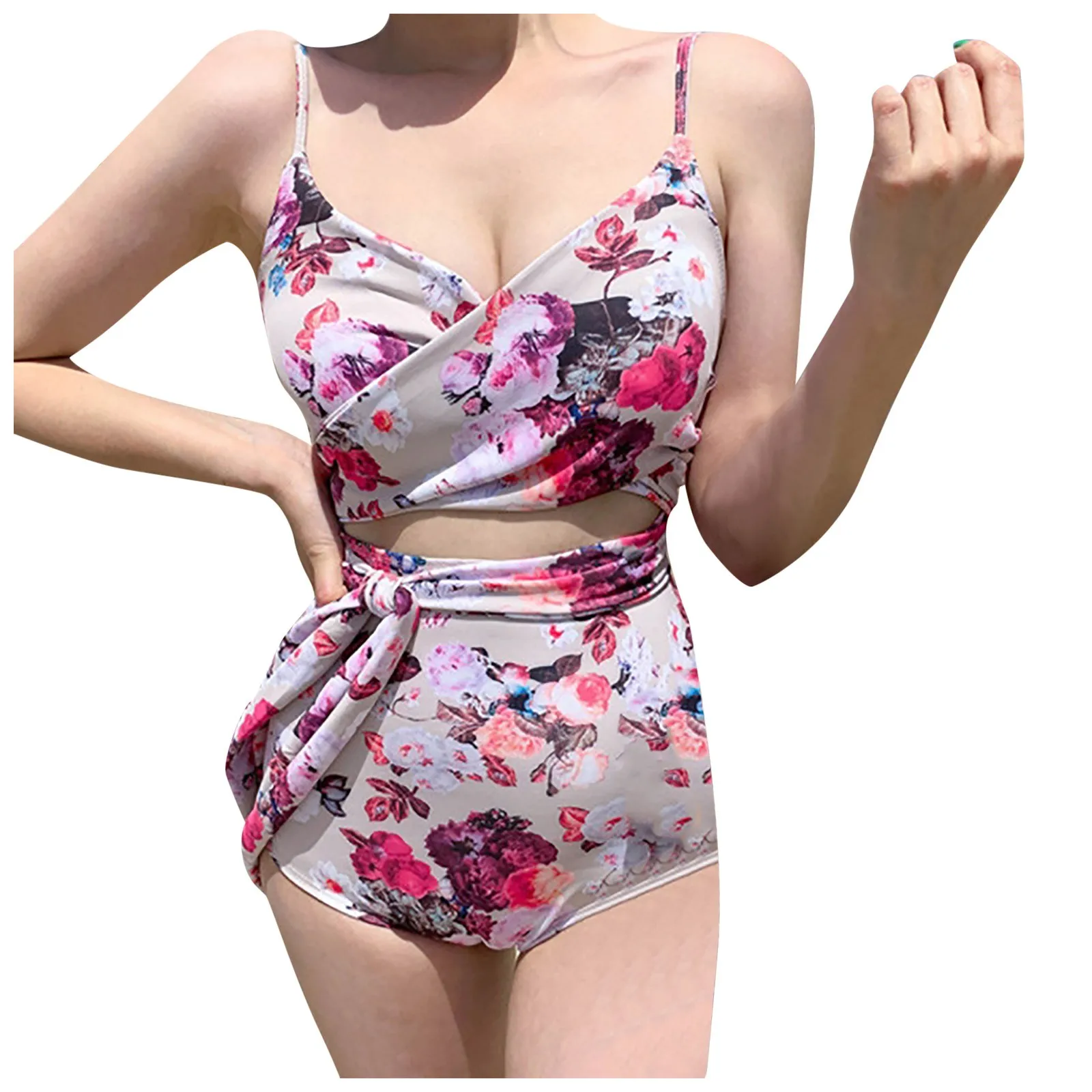 Пикантные Цветочный принт Разделение раздельный купальник бикини для Для женщин