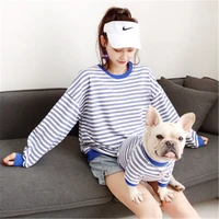 pet clothes 2019 mini french bulldog dog products pajamas stripe leisure hit color parent child mascotas ropa size s 4xl adult