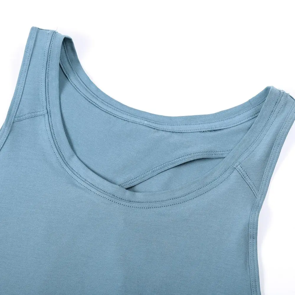 SYROKAN Женская спортивная майка без рукавов с круглым вырезом для йоги открытой