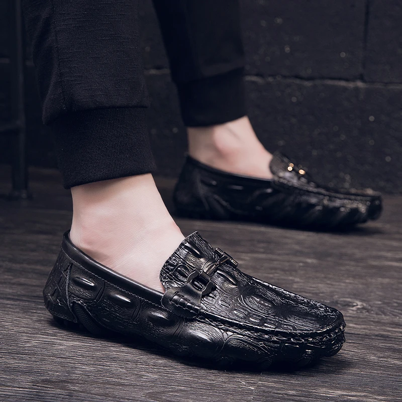 Туфли мужские из крокодиловой кожи роскошные брендовые дышащие мокасины без