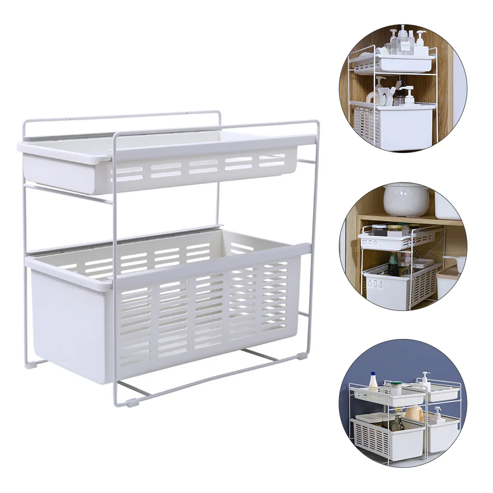 

1 шт. практичная корзина-органайзер для всякой всячины прочная Подставка для хранения Двухуровневая корзина