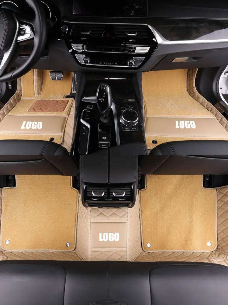 double layer beige Пользовательские автомобильные коврики роскошные кожаные водонепроницаемые Tesla модель S модель 3 модель X Авто аксессуары автомобильный Стайлинг ковер - Название цвета: double layer beige
