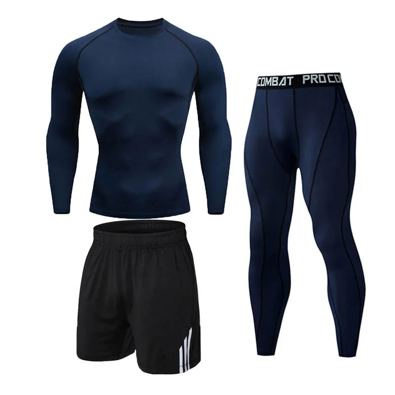 

Men's Compression Sportswear Suits Gym Tights Men's Gym training FTraining Clothes Sports Set Running Tracksuit Dry Fit 3 pieces