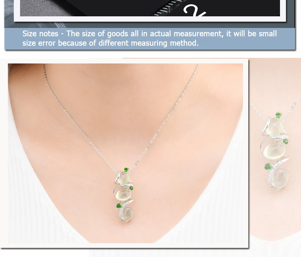 Hutang 9.57ct натуральный Prehnite женский кулон драгоценный камень диопсид Твердые 925 пробы Серебряная цепочка Изящные кубические элегантные ювелирные изделия подарок