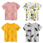 Детская футболка для мальчиков, 2021, с принтом динозавра, для девочек, топы, мультяшная детская футболка, одежда для детей 5-14 лет
