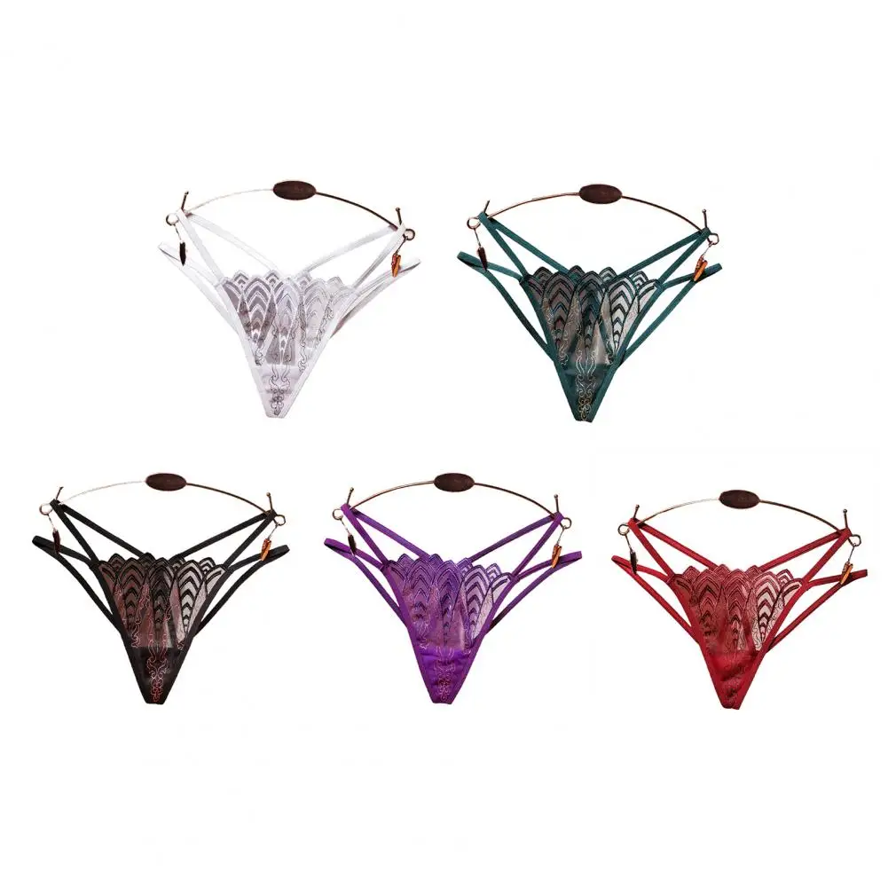 

Panties Exquisite Embroidery Sexy Erotic Nylon Hollow Lace See-through Thong for Indoor