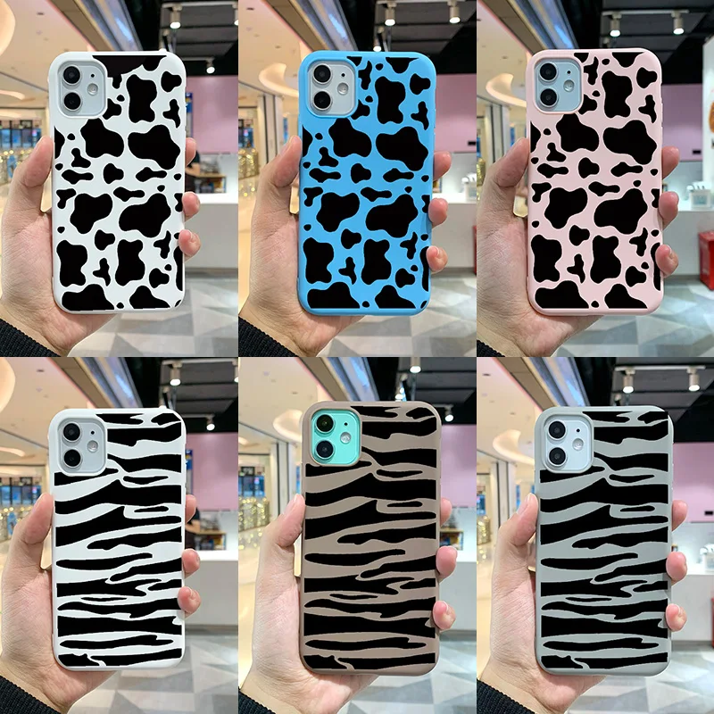 Чехол с коровьим узором для iPhone 12 Pro 11 XR X Xs Max 8 7 Plus Mini SE 2020 силиконовый чехол