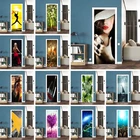 Настенные 3D-наклейки на дверь, Настенные обои с изображением моря, лодки, двери, Самоклеящиеся украшения для спальни